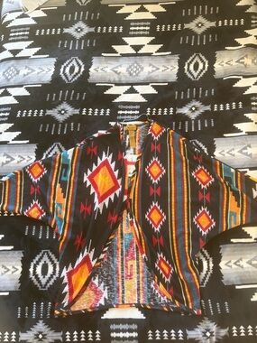 Wrangler Southwestern Black Multicolor Open Cardigan